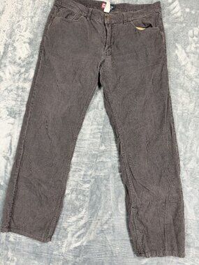 Chaps Mens Gray Corduroy Pants W38 L32 Classic Fit Casual Style